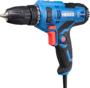 HERZO Elektro Bohrschrauber 300W,Speed 20 + 1 Drehmomentstufen with 4M Cable, great for everyday drilling tasks.