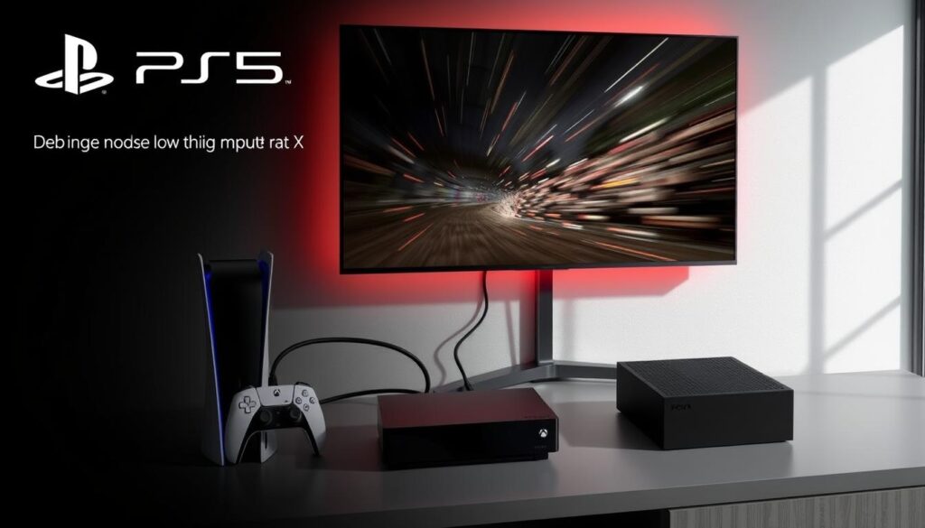 Gaming-Setup mit einem TV, der niedrigen Input Lag und HDMI 2.1 Features bietet