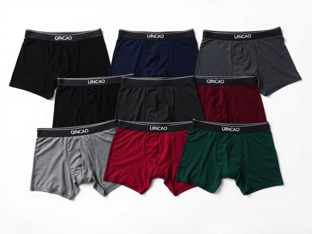 QINCAO Boxershorts Herren 6er-Pack in verschiedenen Farbvariationen ausgebreitet