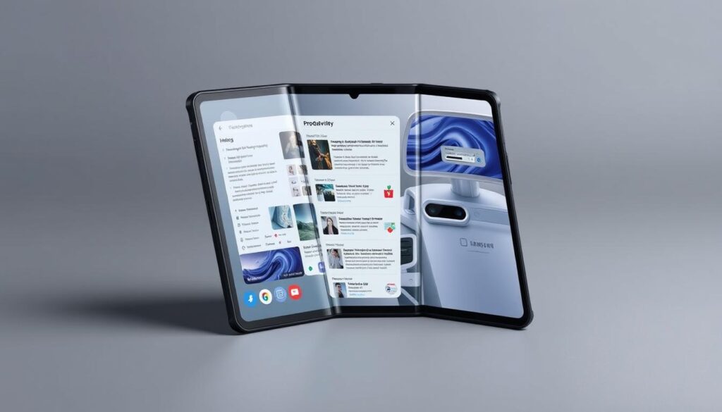 Samsung Galaxy Z Fold7 im aufgeklappten Zustand mit großem Innendisplay