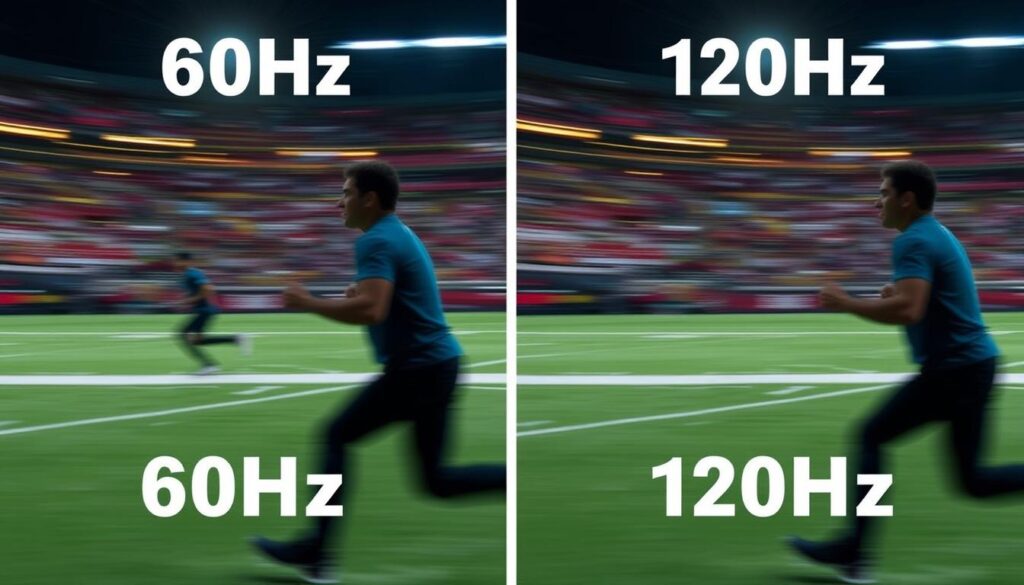 Vergleich zwischen 60Hz und 120Hz Bildwiederholrate bei schnellen Bewegungen
