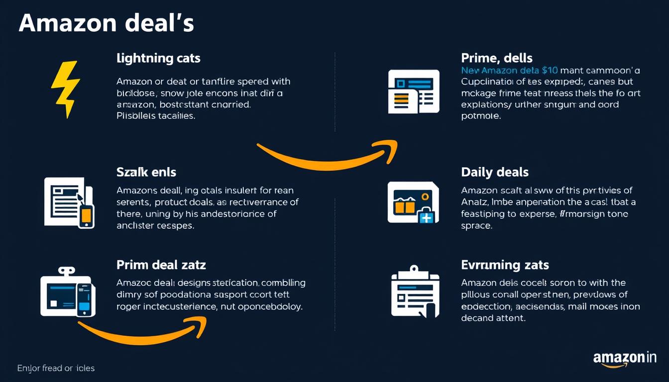 Verschiedene Amazon-Angebotsarten wie Blitzangebote, Tagesangebote und Prime Day Deals
