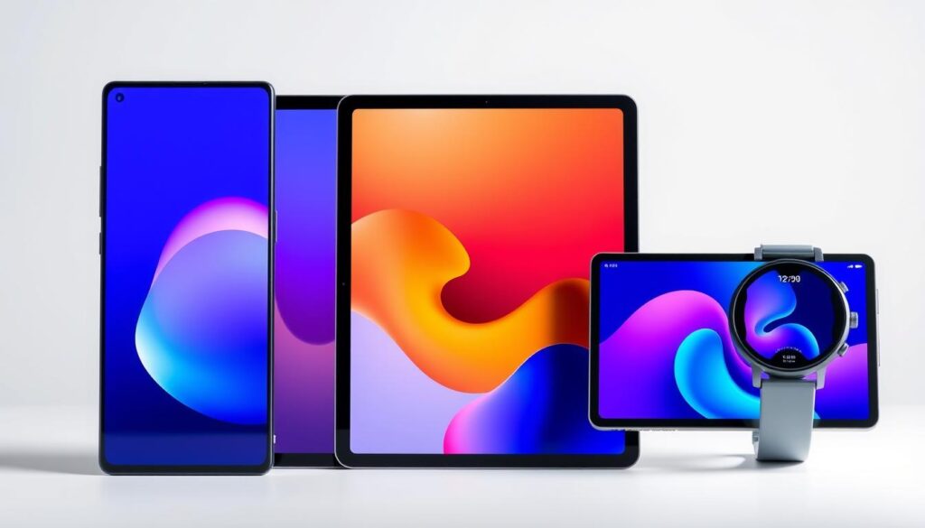 Verschiedene Samsung-Geräte nebeneinander: Galaxy S25 Ultra, Galaxy Tab S10 und Galaxy Watch7