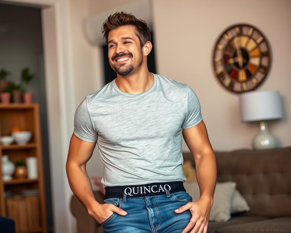Zufriedener Kunde trägt QINCAO Boxershorts Herren im Alltag